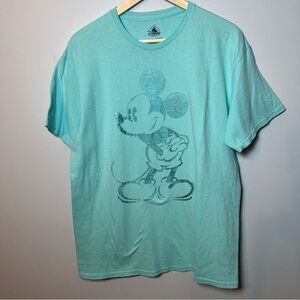Disney Parks Arendelle Aqua Metallic Mickey Mouse T-Shirt Adult size Large